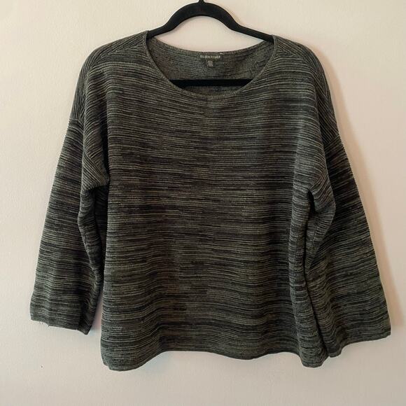 Eileen Fisher Women's Medium Gray Ribbed Cotton Blend Crewneck Oversized Sweater - Picture 1 of 8